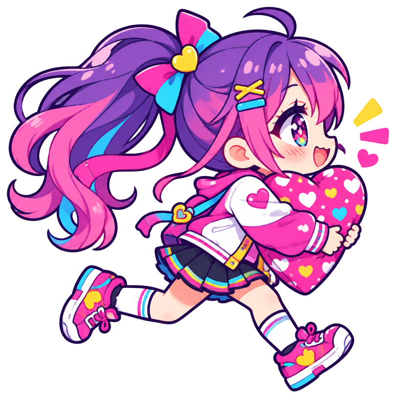 Mascot running with a heart pillow